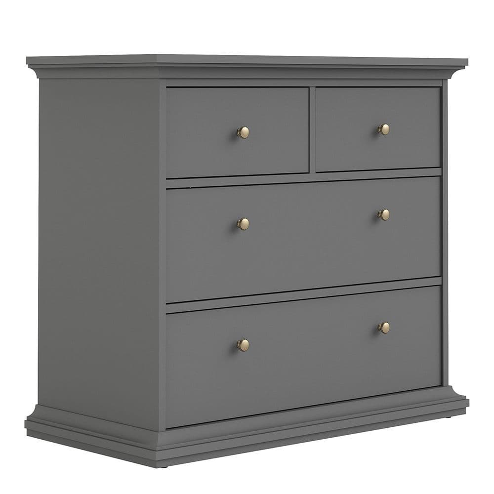 Parisian Chic Chest of 4 Drawers in Matte Grey